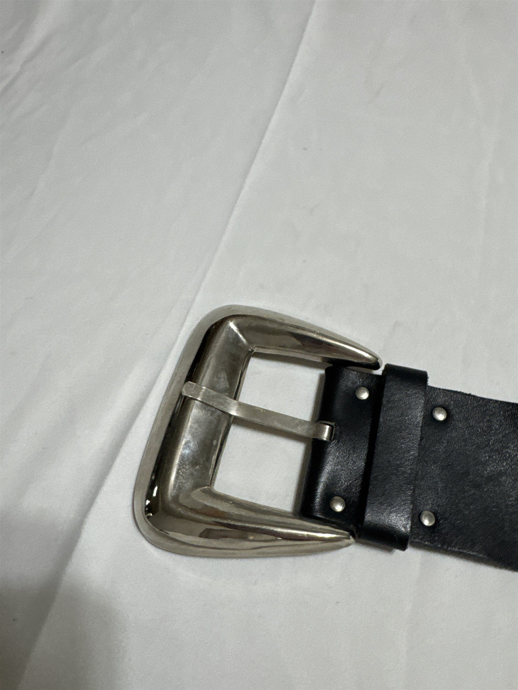 VINTAGE Studded Black Belt Womens Swirl Pattern Leather Retro Punk Boho