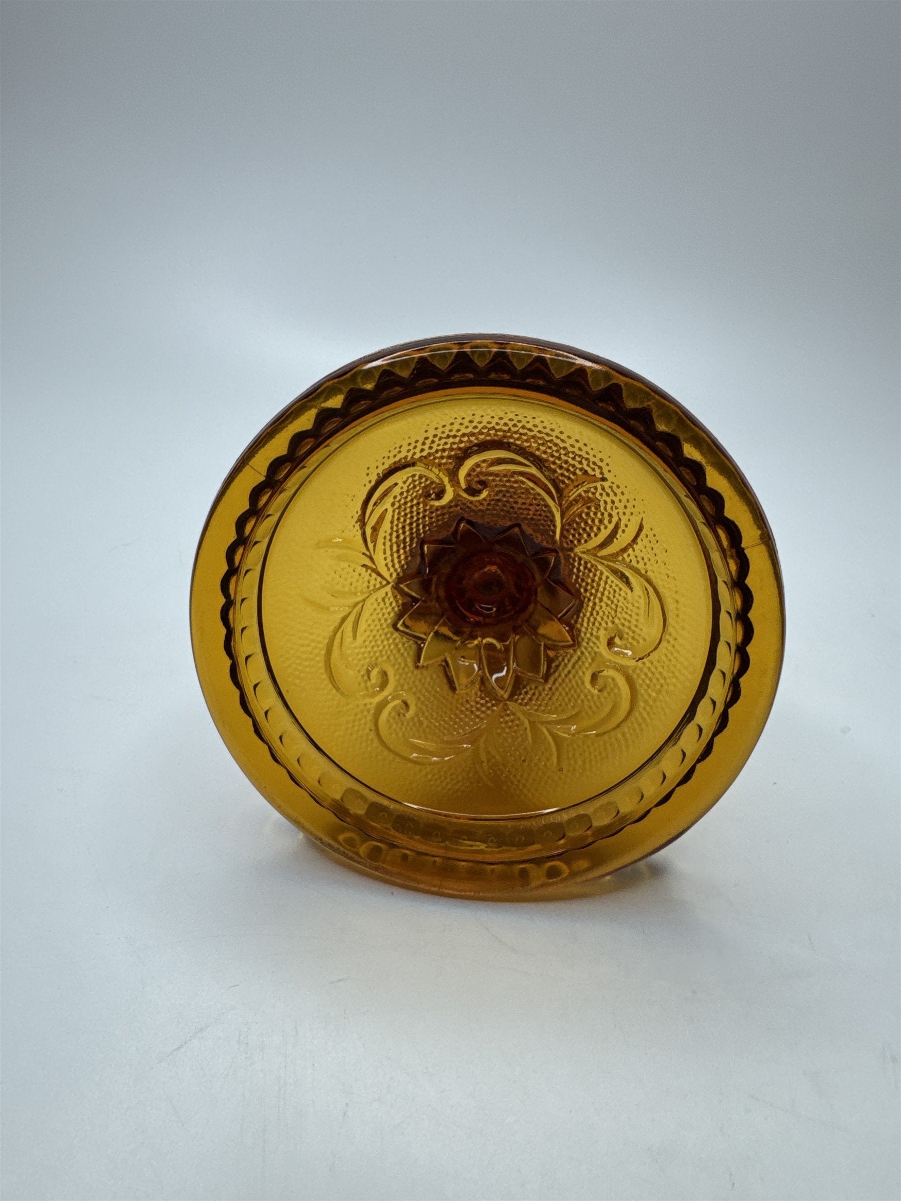 Vintage Indiana Glass Co Tiara Amber Candlestick Candle Holder Sandwich Pattern