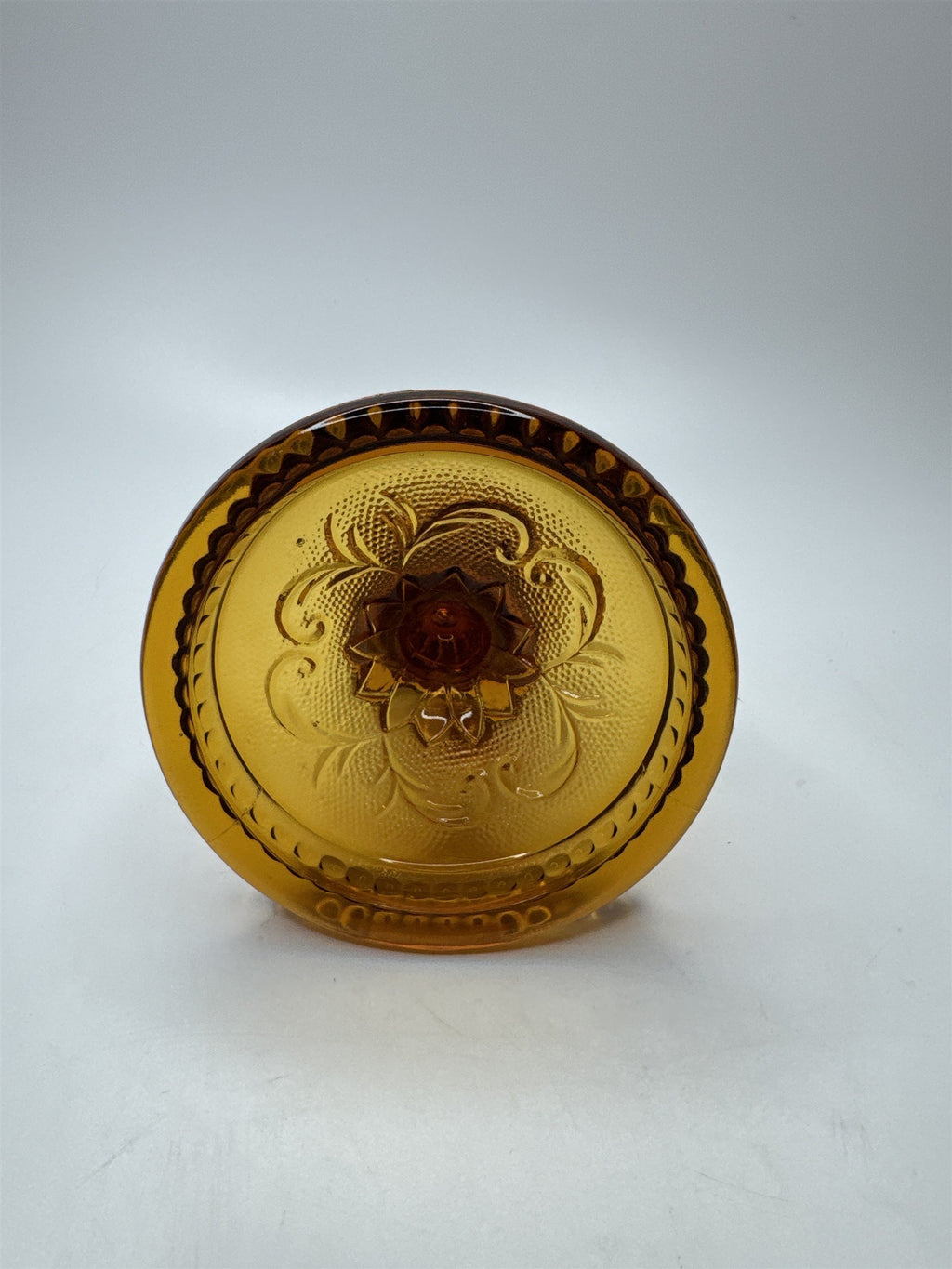 Vintage Indiana Glass Co Tiara Amber Candlestick Candle Holder Sandwich Pattern