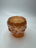 VINTAGE Dugan Wreath of Roses Marigold Carnival Glass Rose Bowl 3.5" Tall
