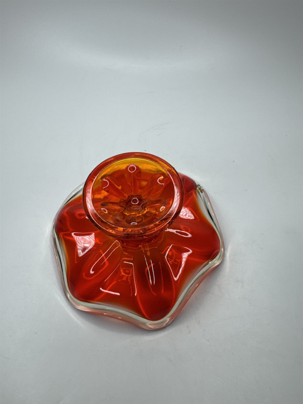 Vintage Viking Glass Persimmon Orange 6 Petal Candle Holder Base