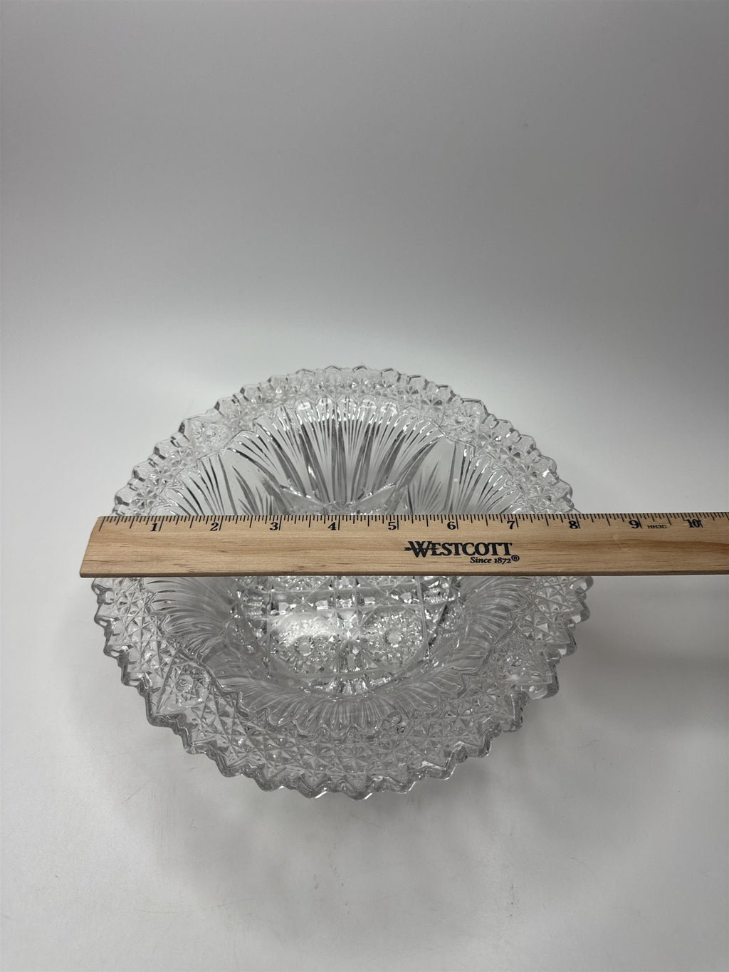 Vtg EAPG US Clear Cut Glass Comet in The Stars Zig Zag Pattern Heavy Bowl