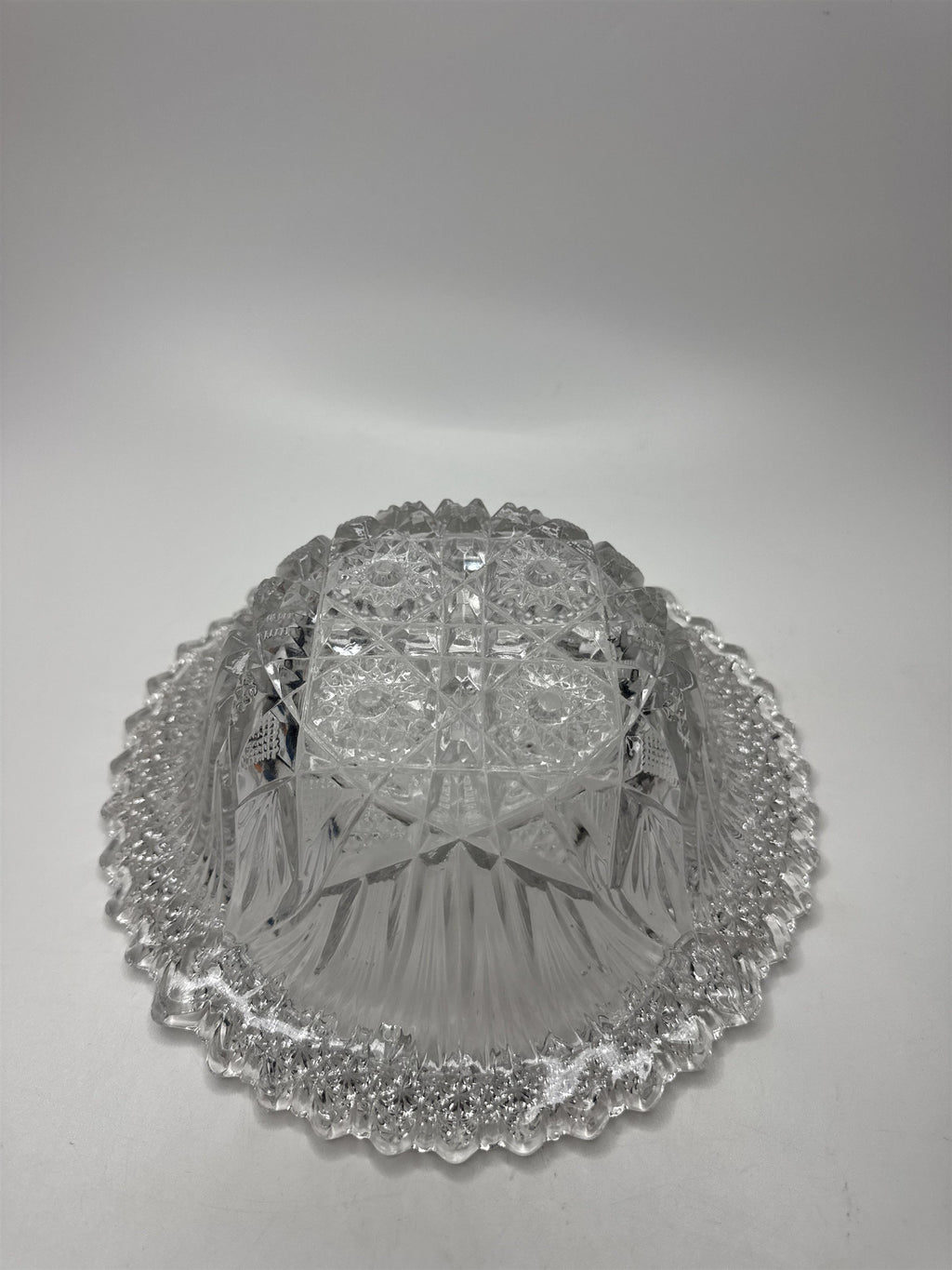 Vtg EAPG US Clear Cut Glass Comet in The Stars Zig Zag Pattern Heavy Bowl