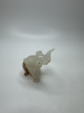 Hand Carved Onyx Marble Elephant Statue Figure Trunk Up Stone Art