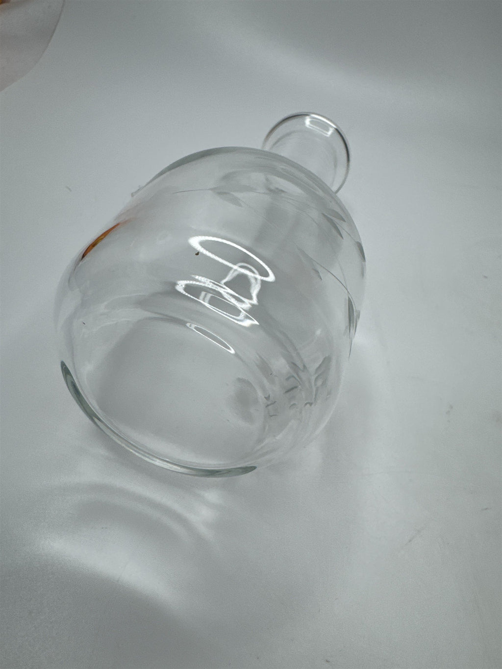 Vintage Clear Glass Decanter /w Floral Etch Pattern 6" Tall