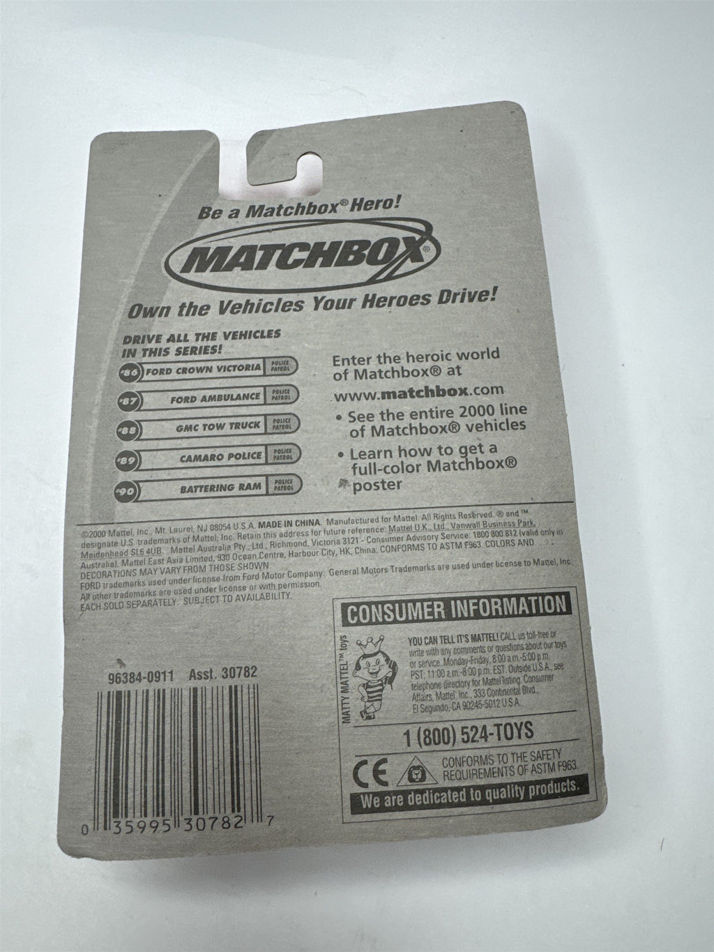 Matchbox #88/100 GMC Tow Truck Police Patrol Ron's Mattel Wheels