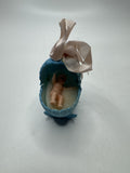 VINTAGE Dollhouse Miniature Baby Doll & Blue Rocking Crib Nursery Set