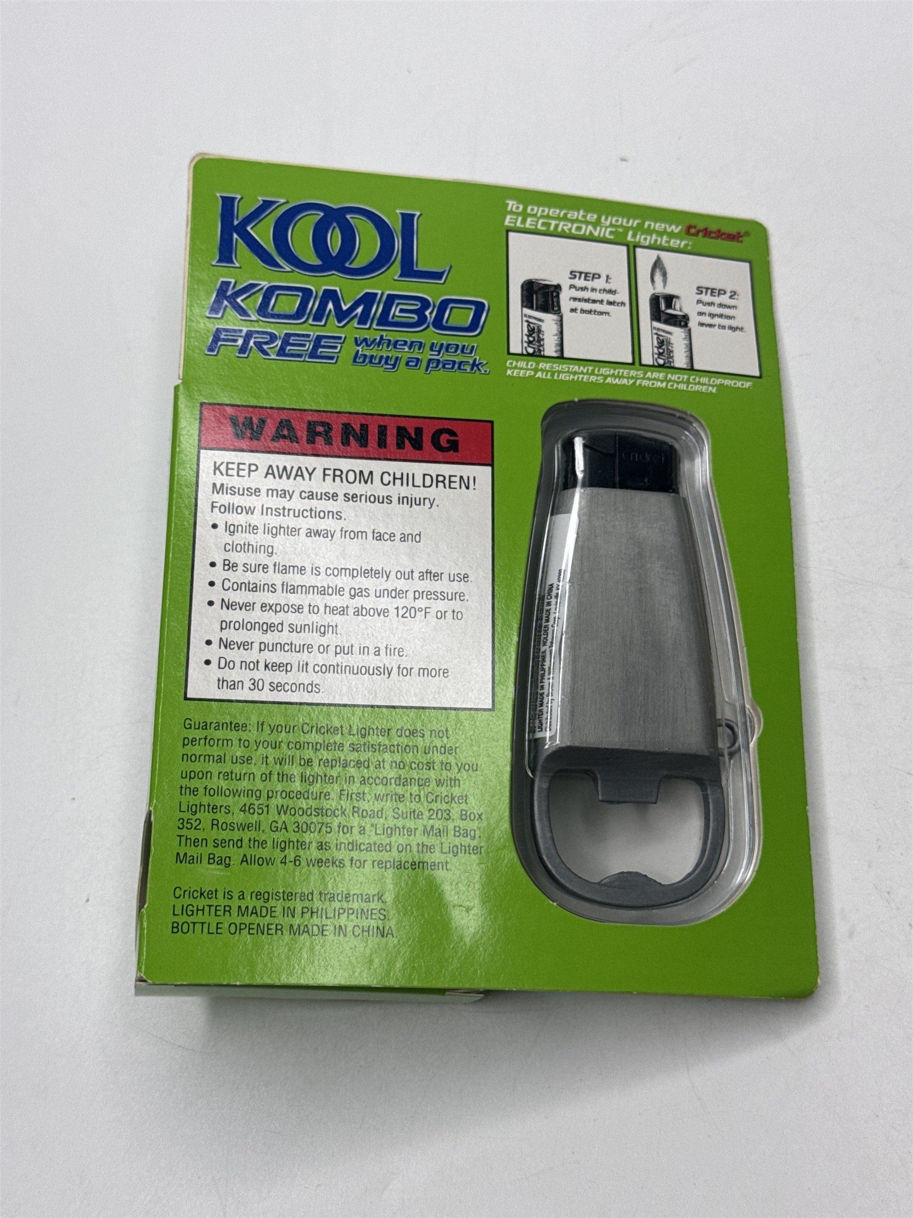 Kool Tobacciana Kombo Free Bottle Opener Lighter Promo Gift Advertisement
