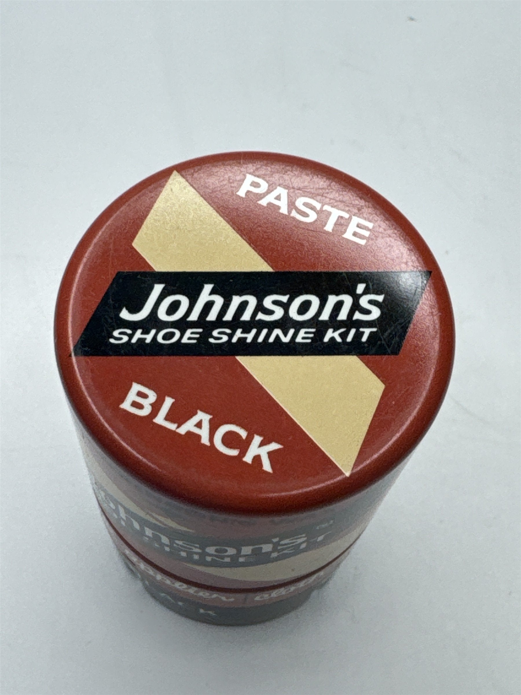 Vintage Johnson's Shoe Shine Kit Black Paste Tin (May Have Some Left)