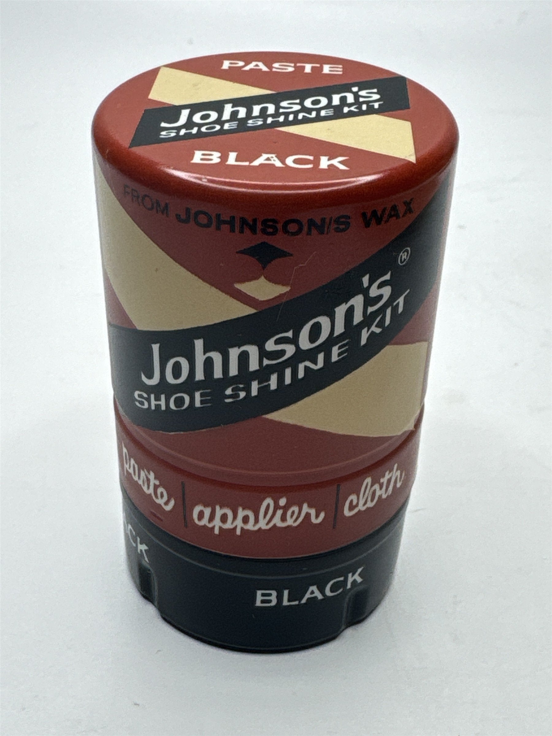 Vintage Johnson's Shoe Shine Kit Black Paste Tin (May Have Some Left)