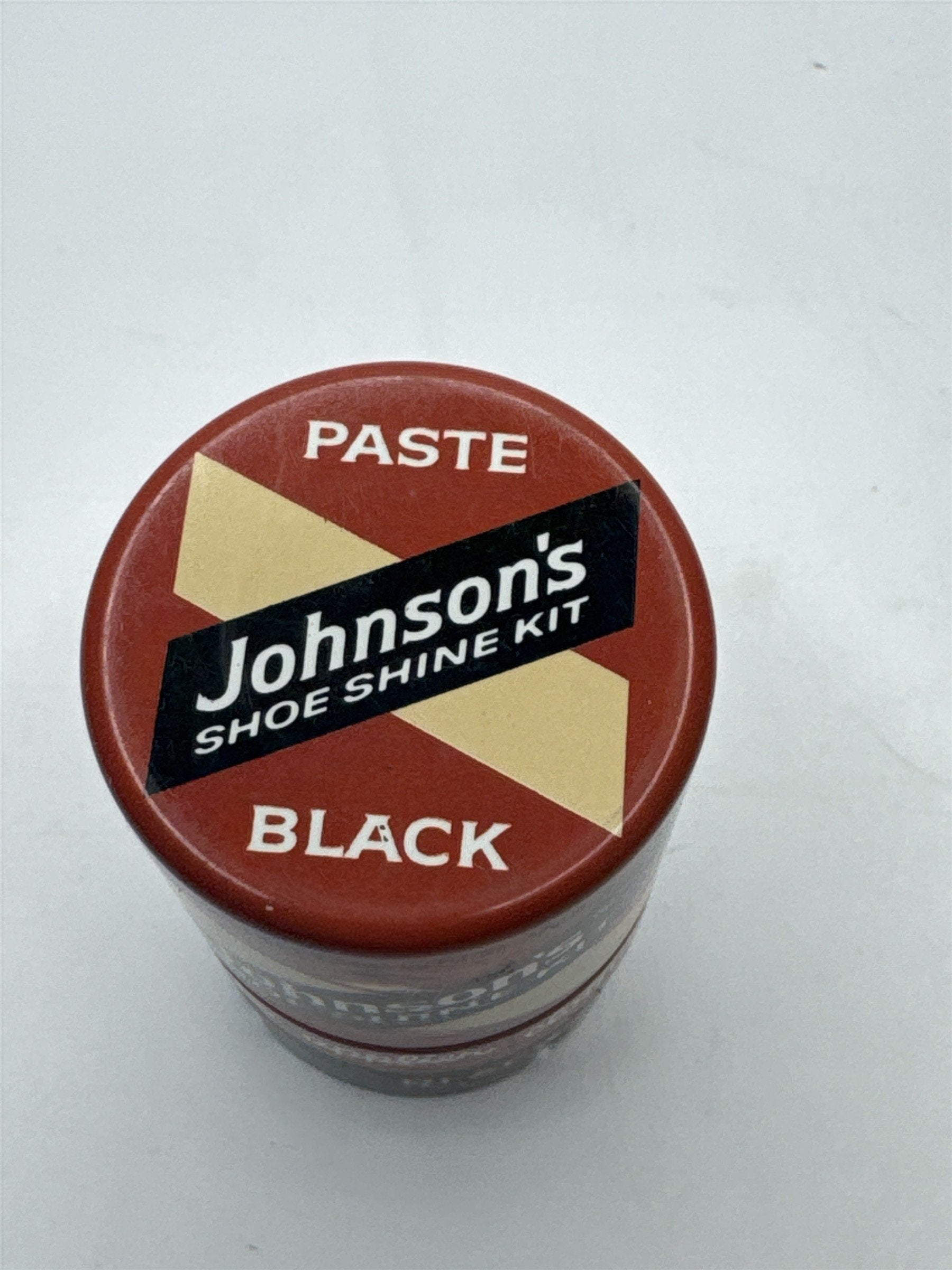 Vintage Johnson's Shoe Shine Kit Black Paste Tin (May Have Some Left)