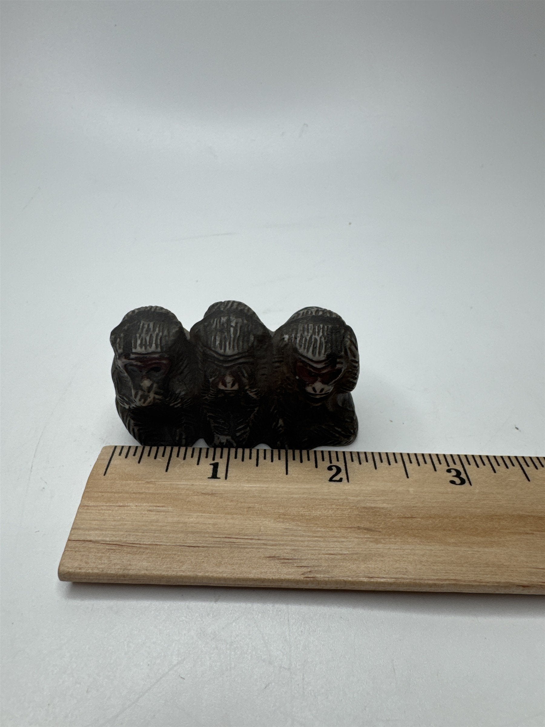 Vtg Miniature Wise Monkeys Speak No Evil See No Evil Hear No Evil Figurine JAPAN