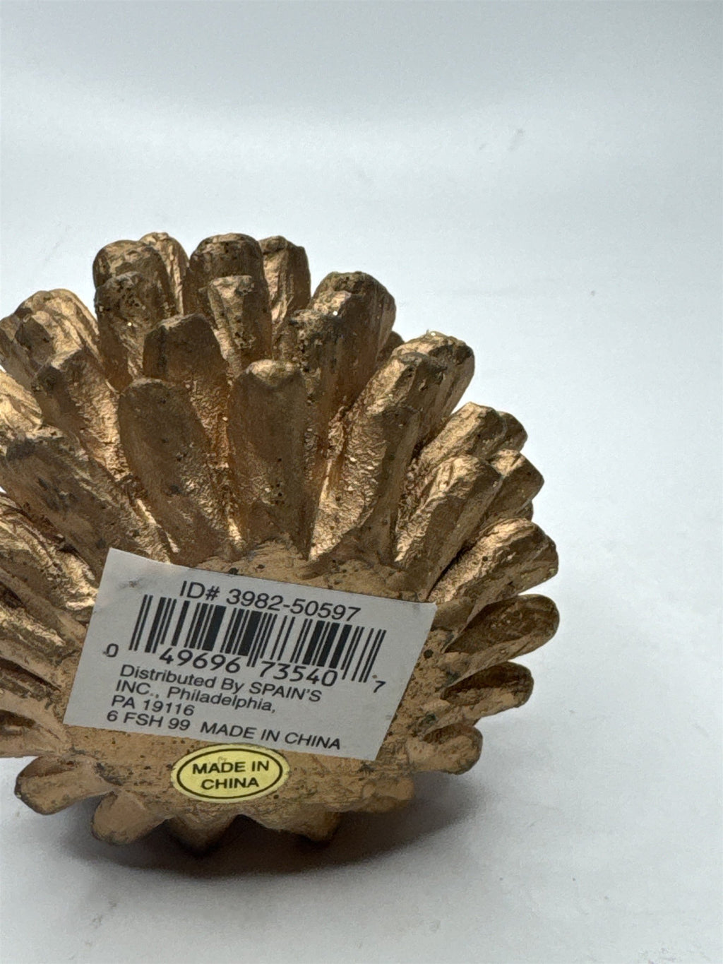 Rustic Gold Metallic Pinecone Candle Holder Fall Winter Table Decor Accent