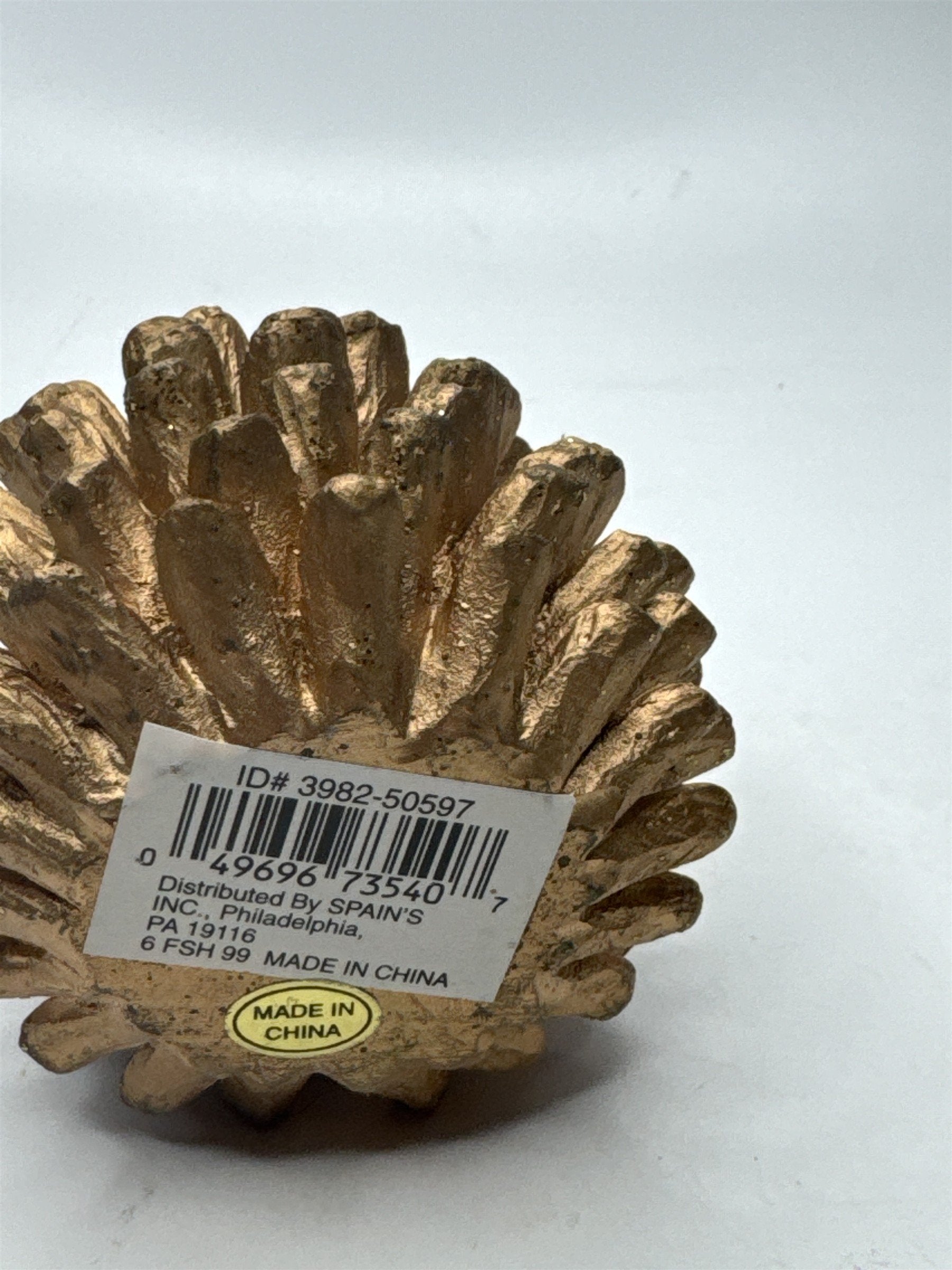 Rustic Gold Metallic Pinecone Candle Holder Fall Winter Table Decor Accent