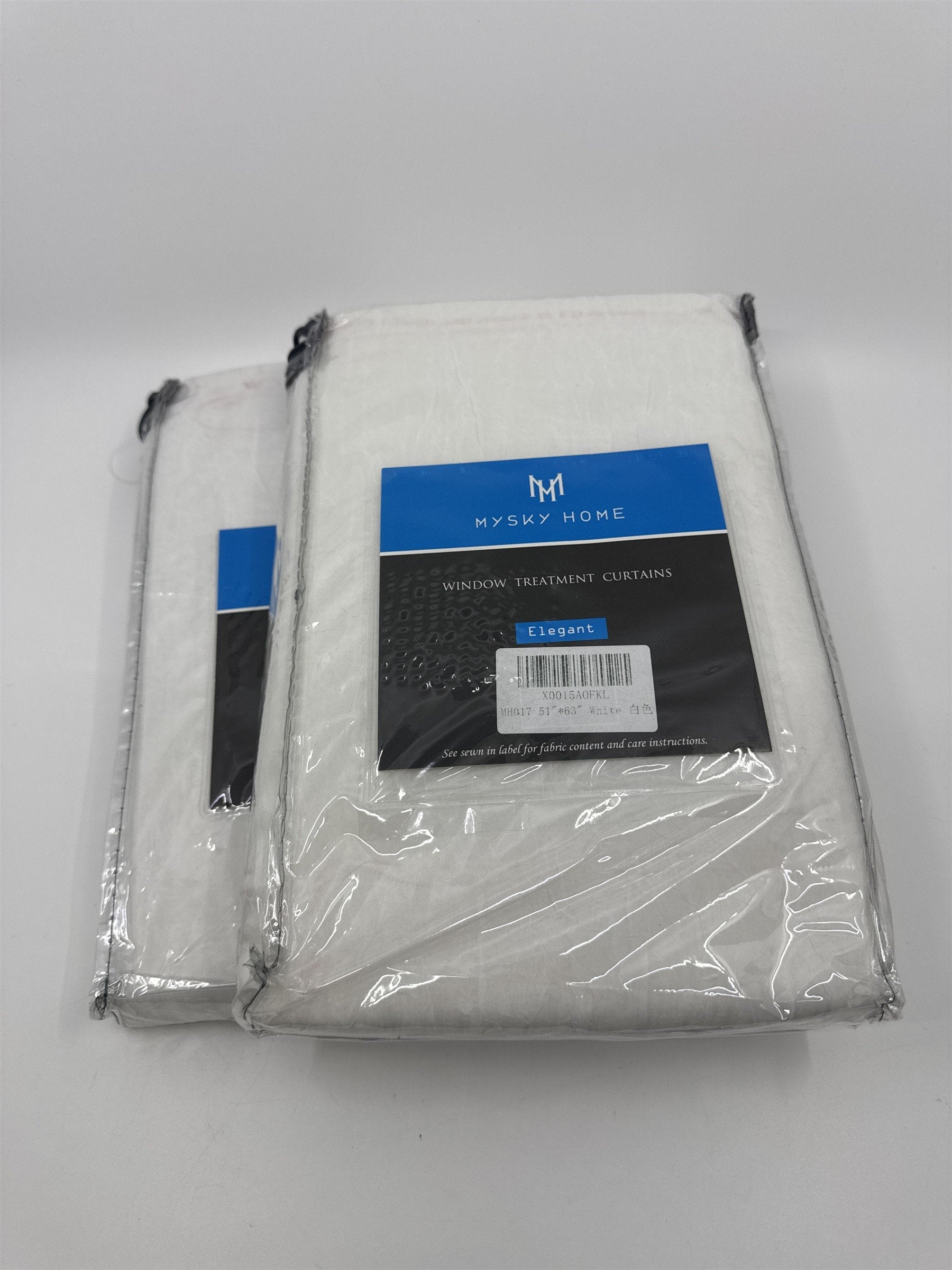Set of Two Mysky Home White Elegant Window Treatment Curtains 51" x 63"