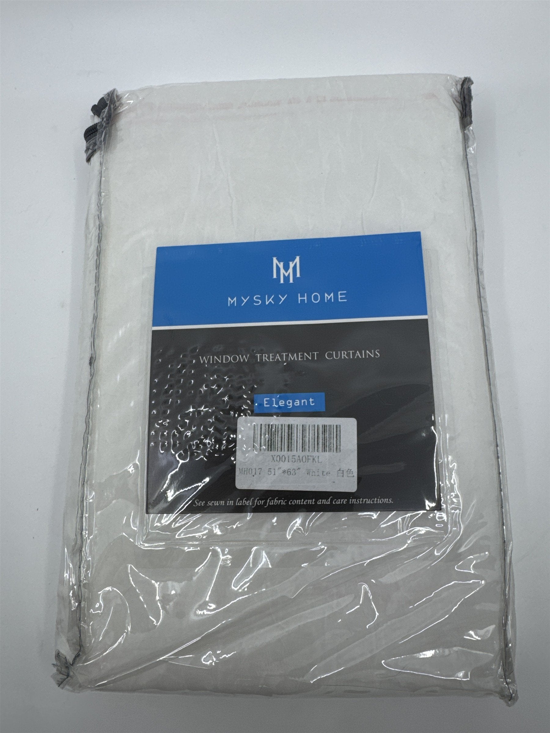 Set of Two Mysky Home White Elegant Window Treatment Curtains 51" x 63"