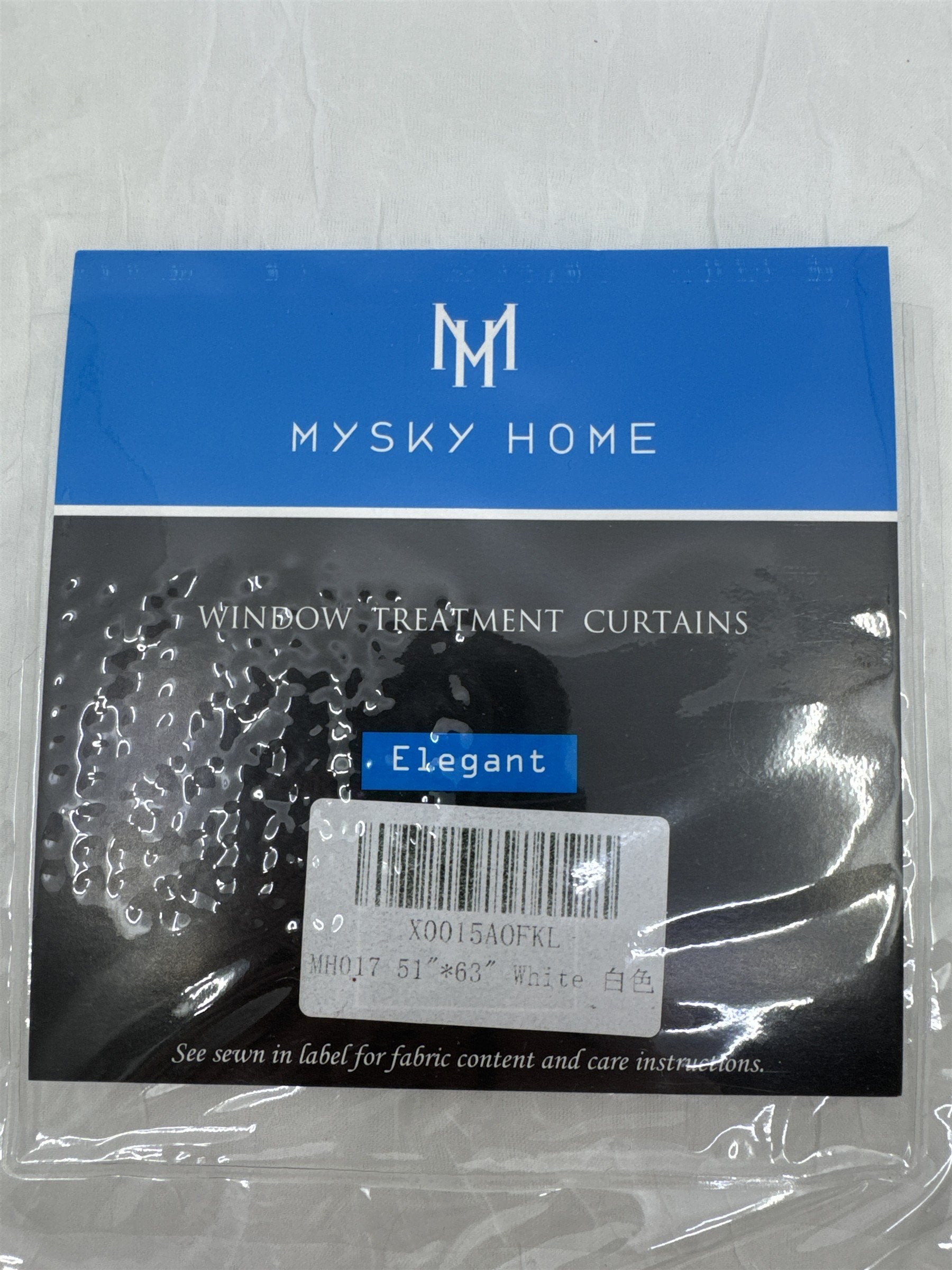 Set of Two Mysky Home White Elegant Window Treatment Curtains 51" x 63"