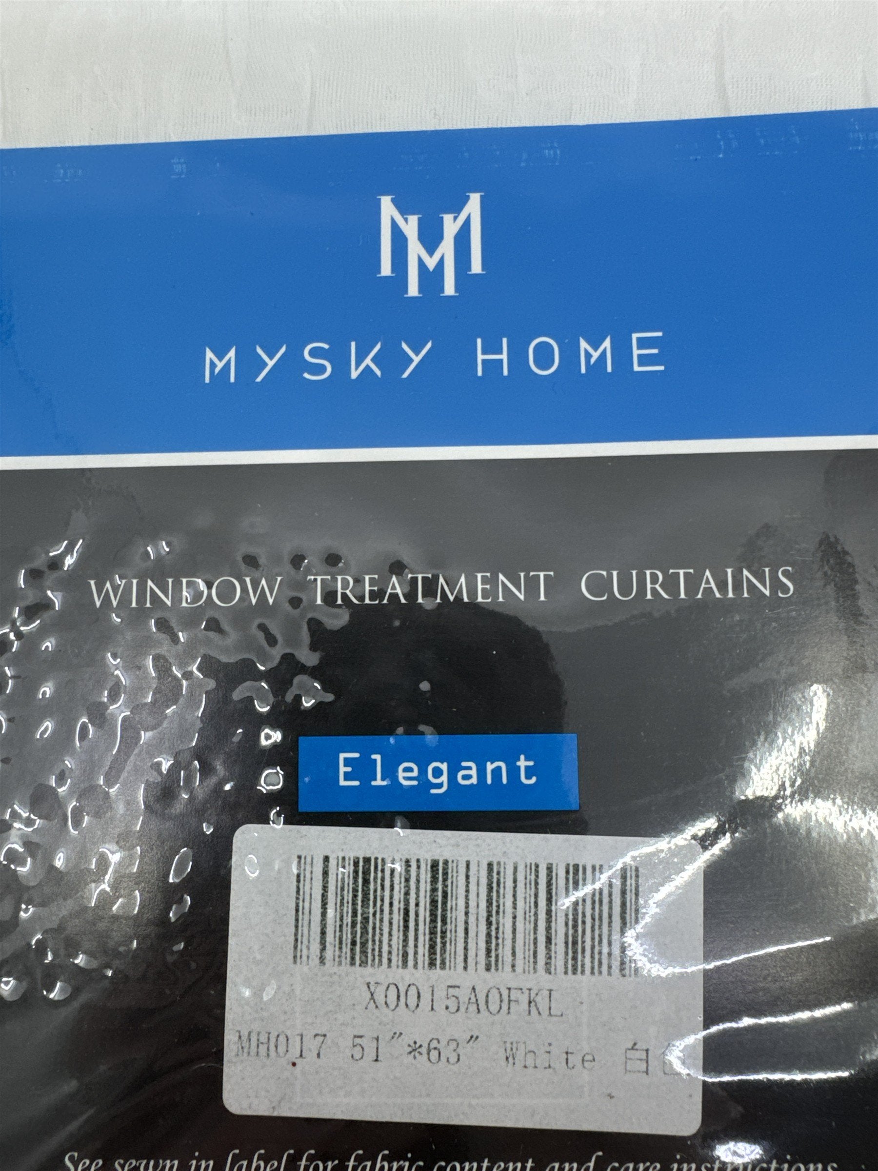 Set of Two Mysky Home White Elegant Window Treatment Curtains 51" x 63"