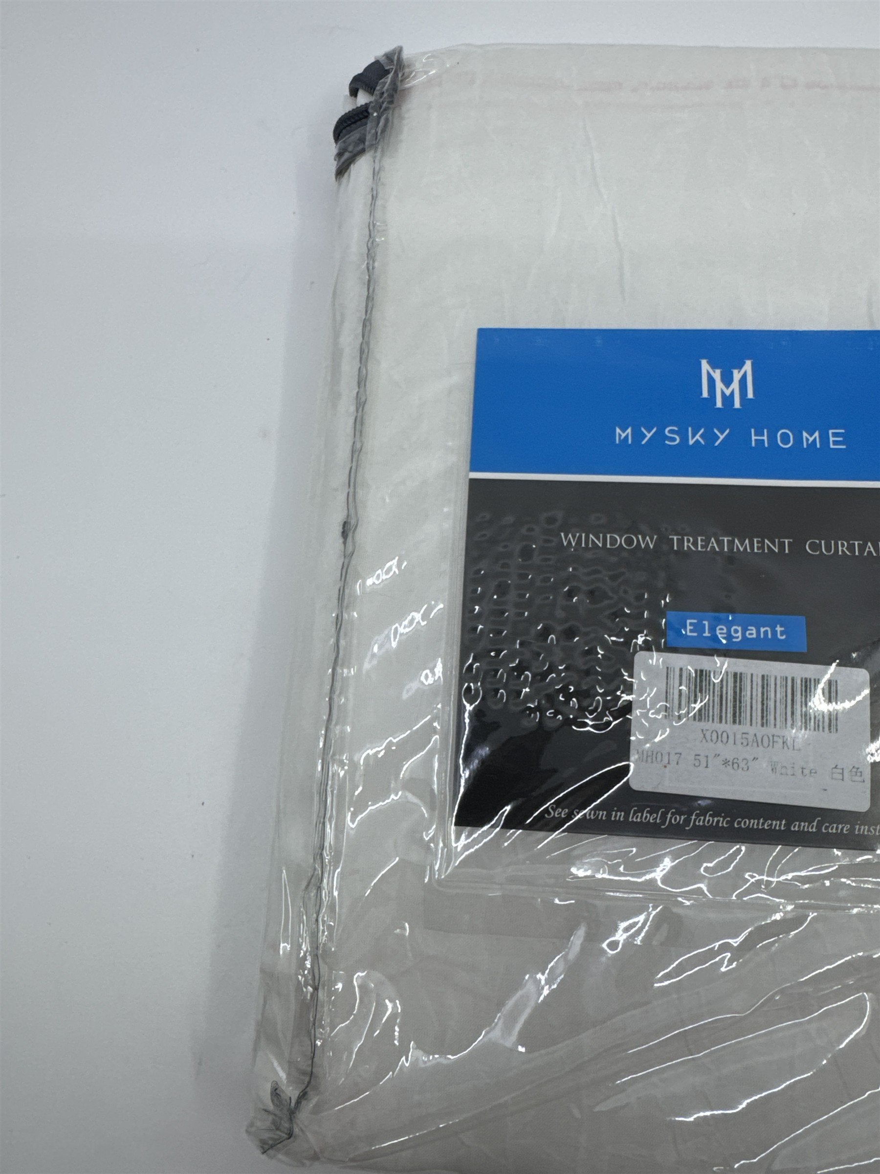 Set of Two Mysky Home White Elegant Window Treatment Curtains 51" x 63"