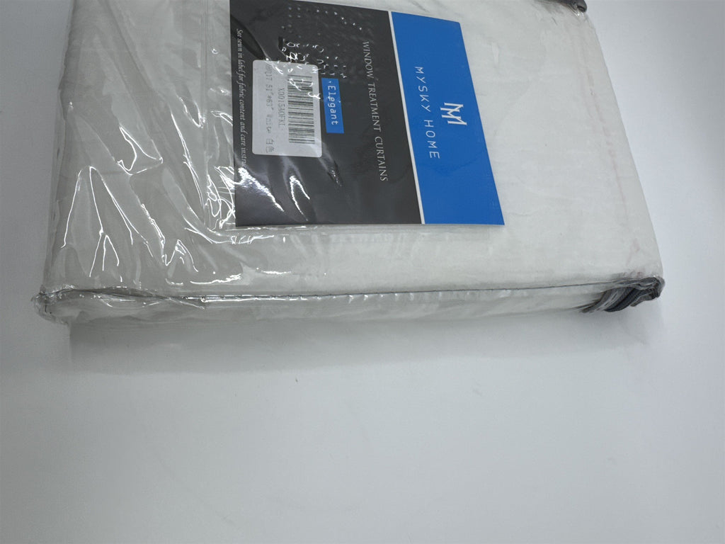 Set of Two Mysky Home White Elegant Window Treatment Curtains 51" x 63"