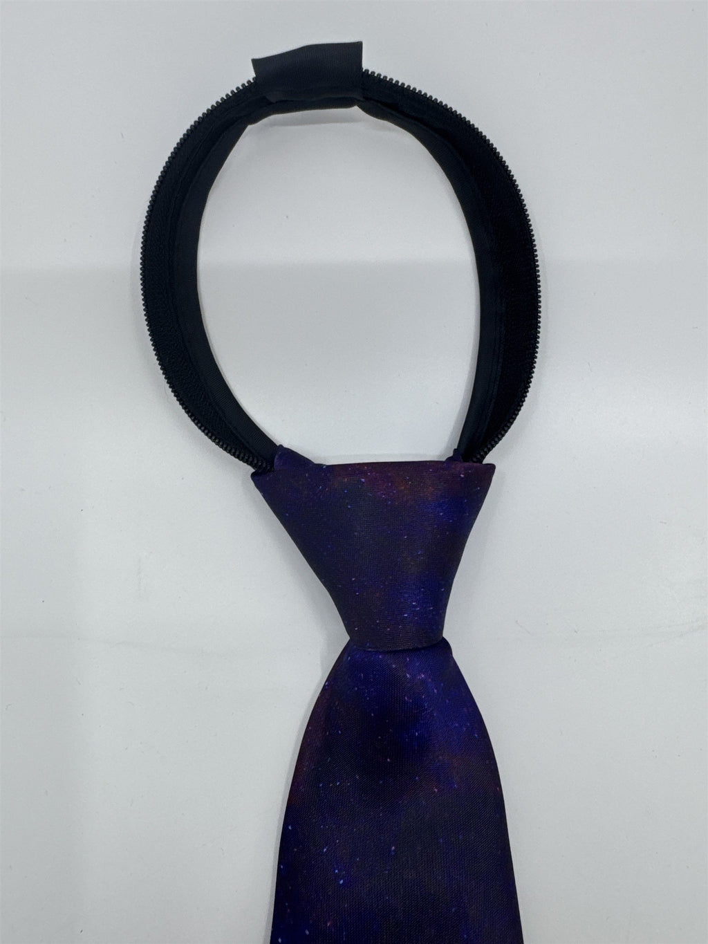 Purple Cosmic/Galaxy Zip Up Business Tie With Cats and Rocket