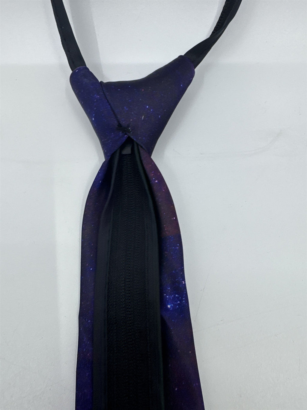 Purple Cosmic/Galaxy Zip Up Business Tie With Cats and Rocket
