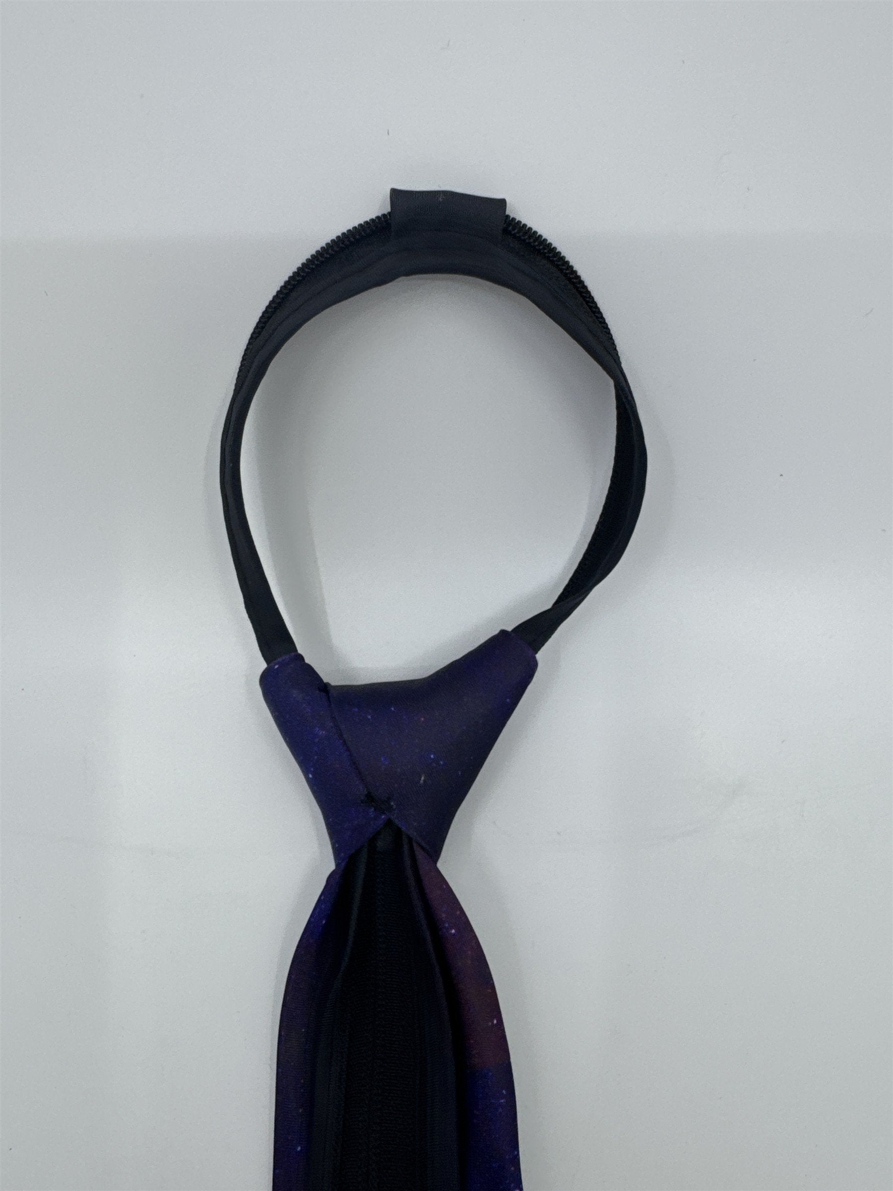 Purple Cosmic/Galaxy Zip Up Business Tie With Cats and Rocket