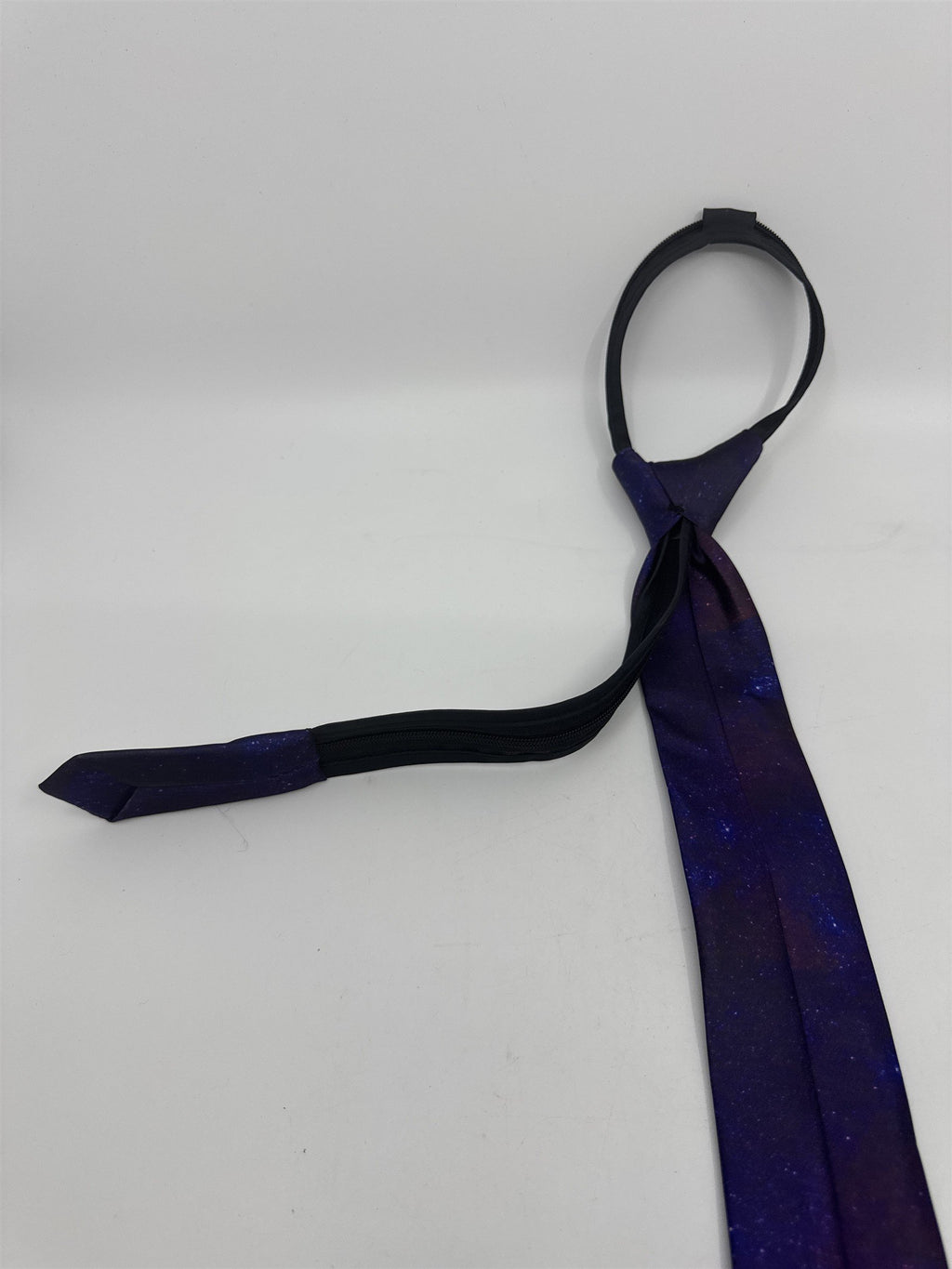 Purple Cosmic/Galaxy Zip Up Business Tie With Cats and Rocket