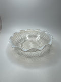 Vintage Fenton Hobnail Opalescent Moonstone Milk Glass 9-1/2" Diameter Ruffled