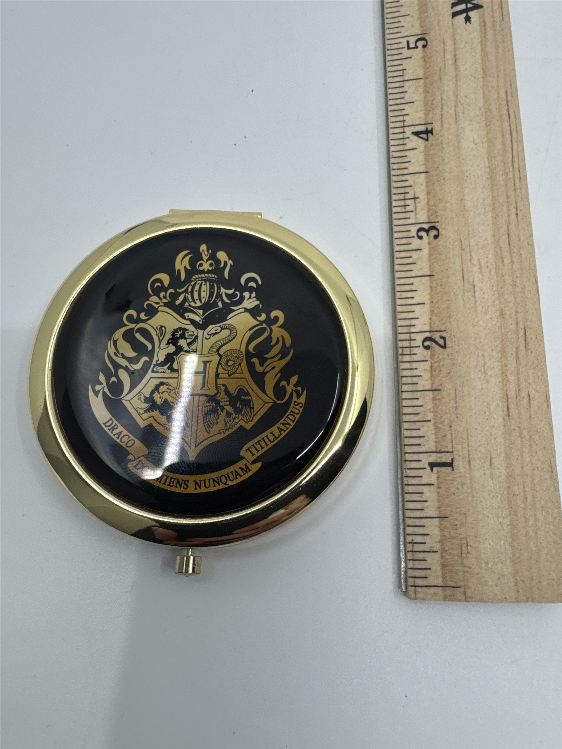 Gold And Black Harry Potter Hogwart's Crest Compact Mirror Fab NY