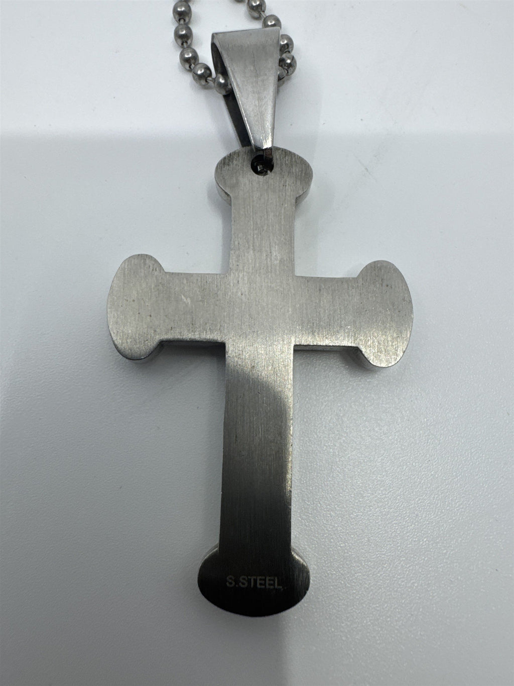 Unisex Silver Clear Rhinestone Cross Necklace W/ Ball Chain Religious Necklace