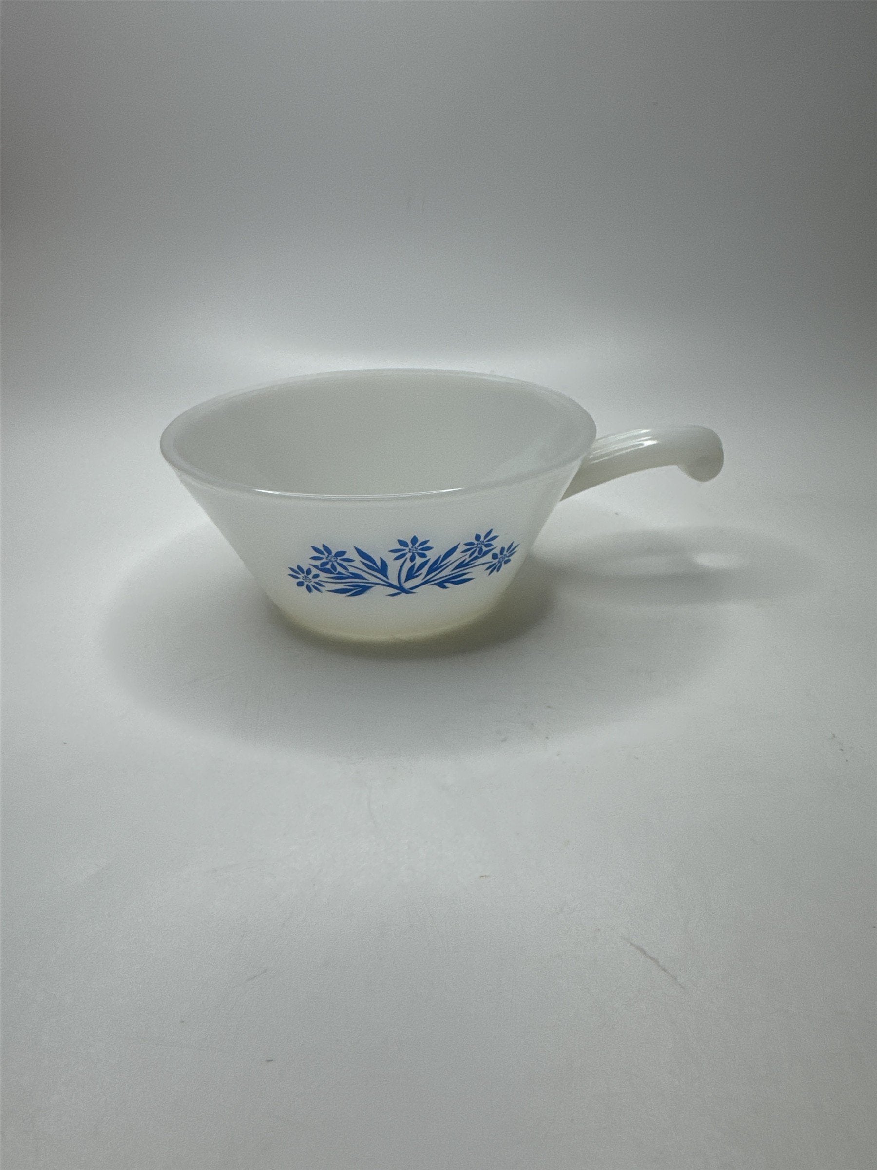 Vintage FireKing Blue Cornflower Handled Bowl Anchor Hocking Oven Safe