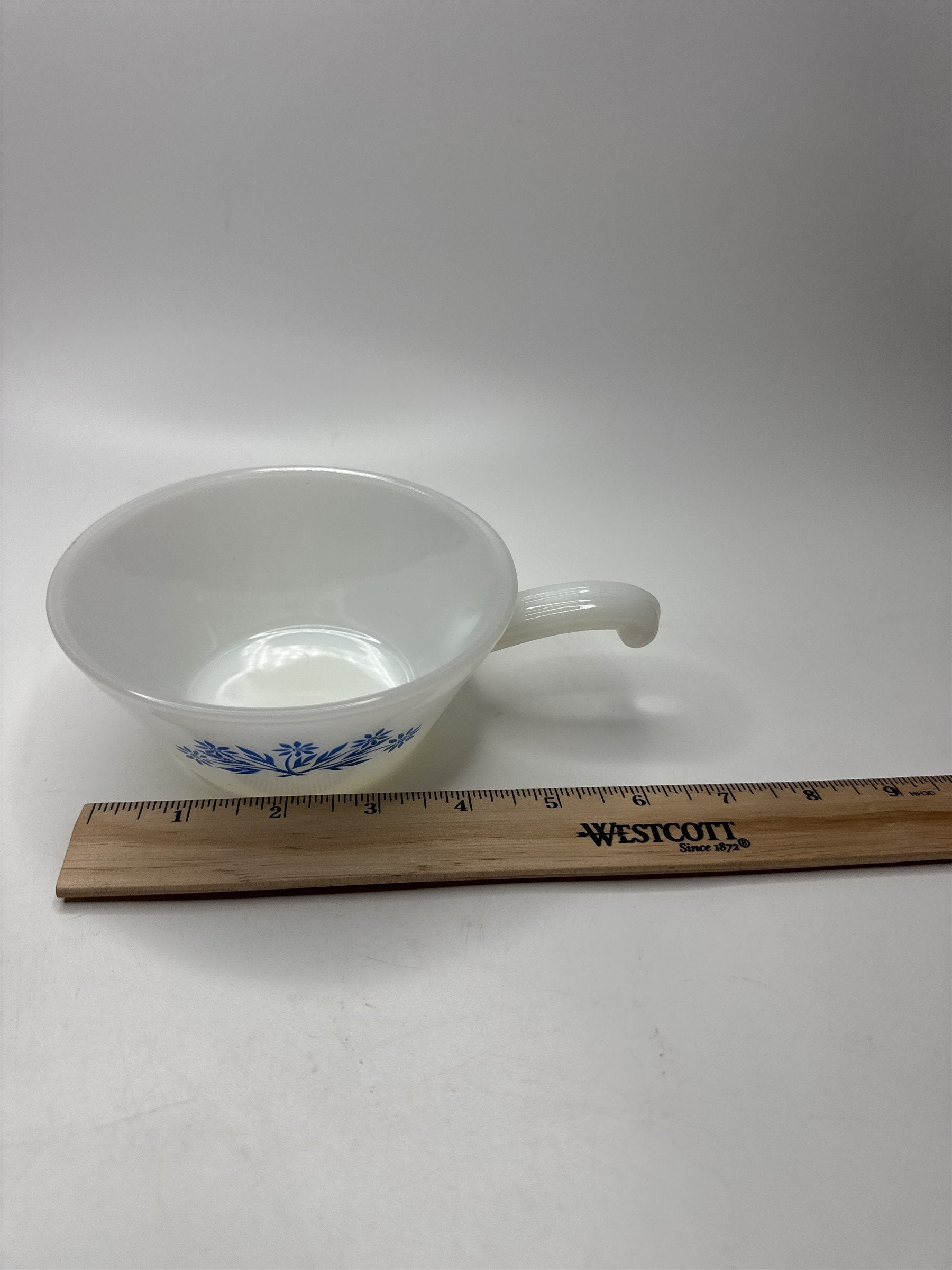 Vintage FireKing Blue Cornflower Handled Bowl Anchor Hocking Oven Safe