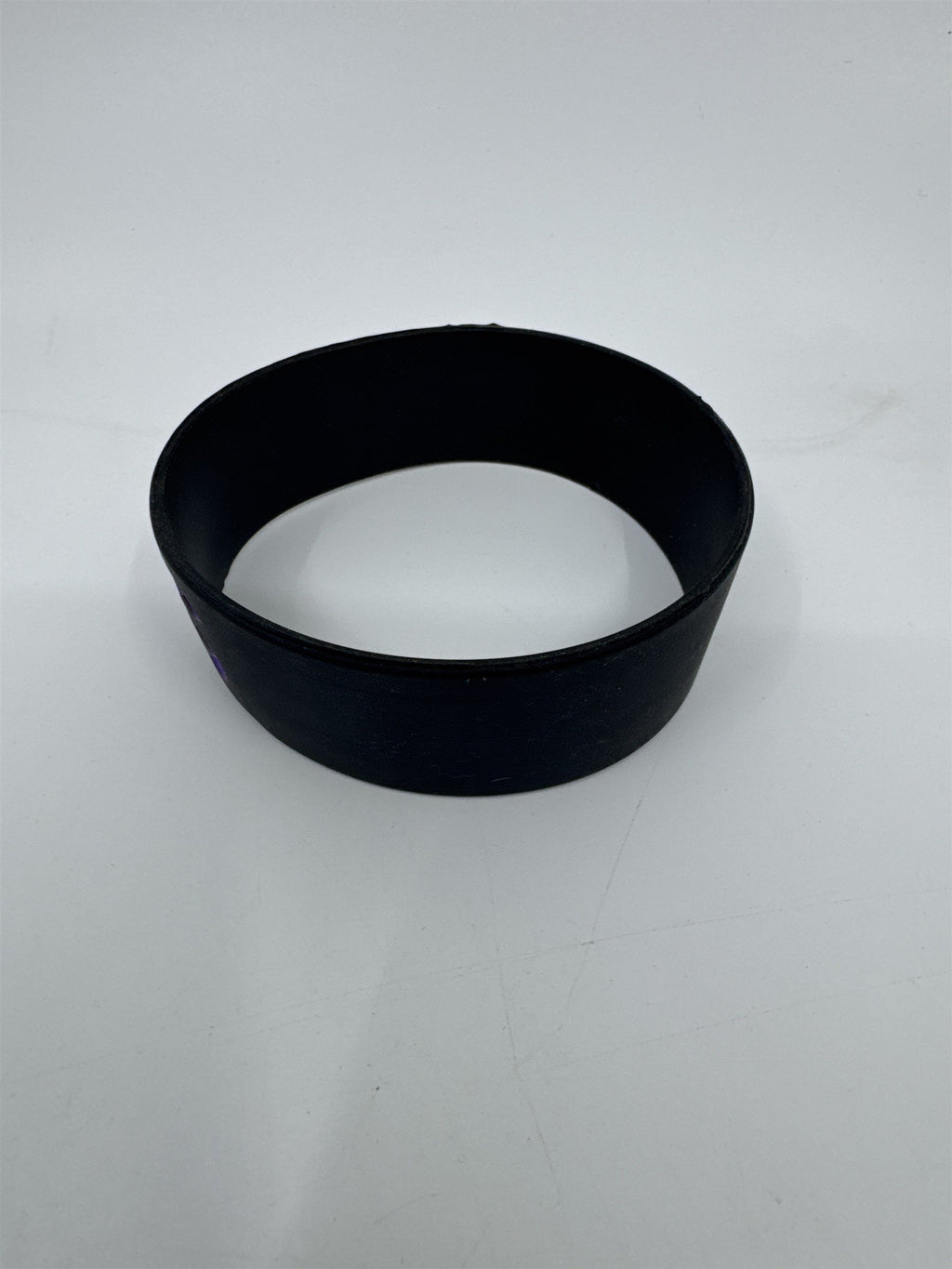 I Love Boys Thick Black Bracelet With Purple Letters and Red Heart