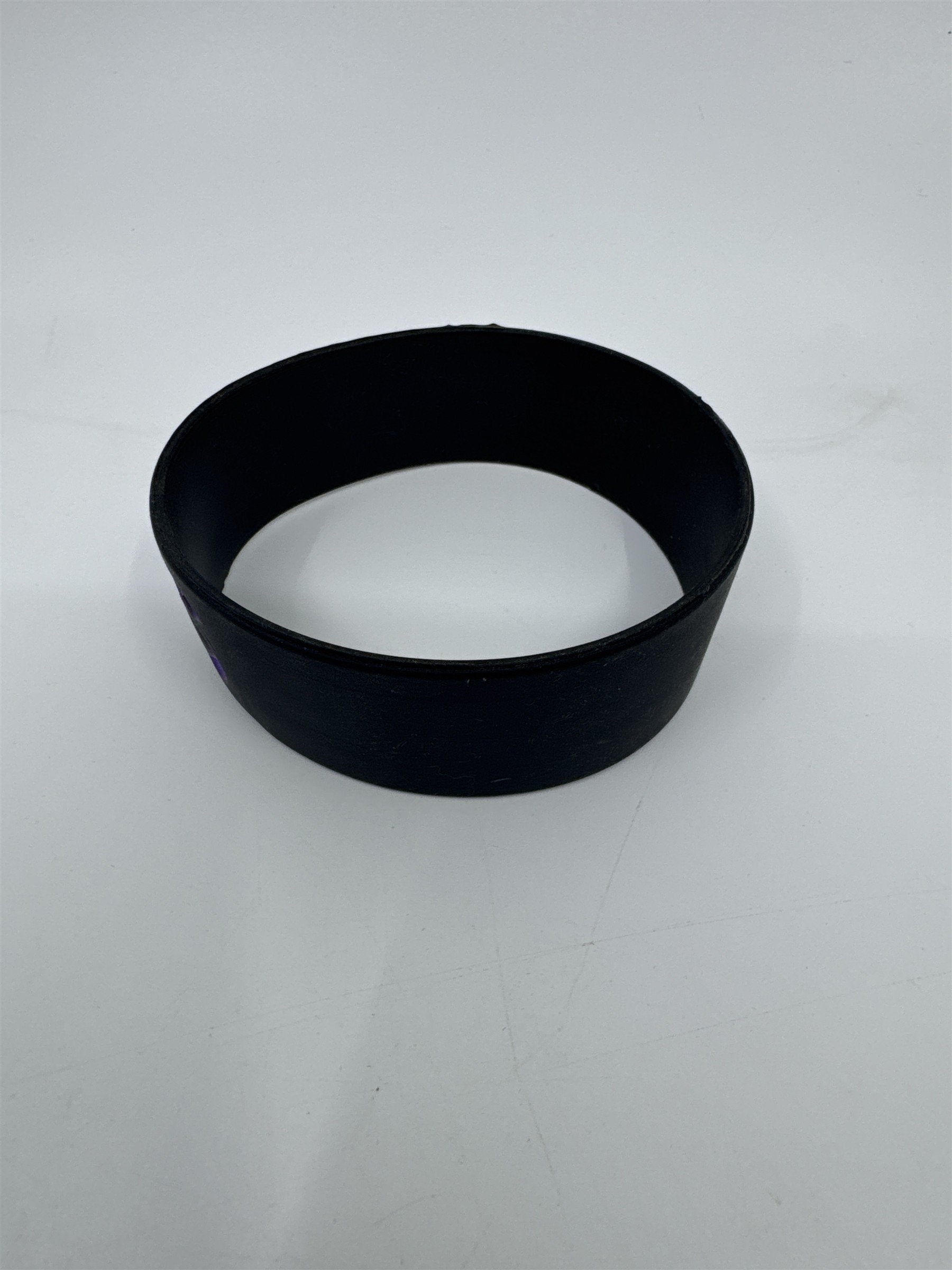 I Love Boys Thick Black Bracelet With Purple Letters and Red Heart