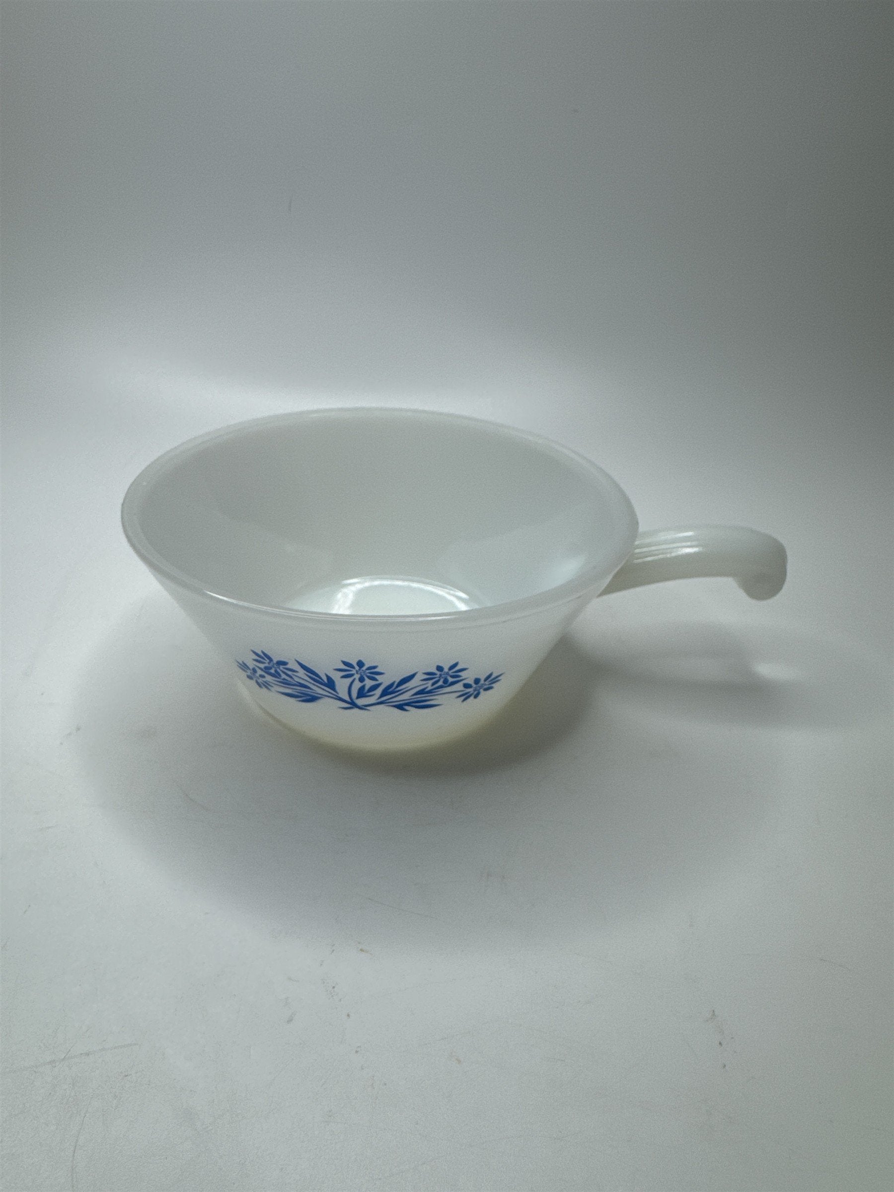 Vintage FireKing Blue Cornflower Handled Bowl Anchor Hocking Oven Safe
