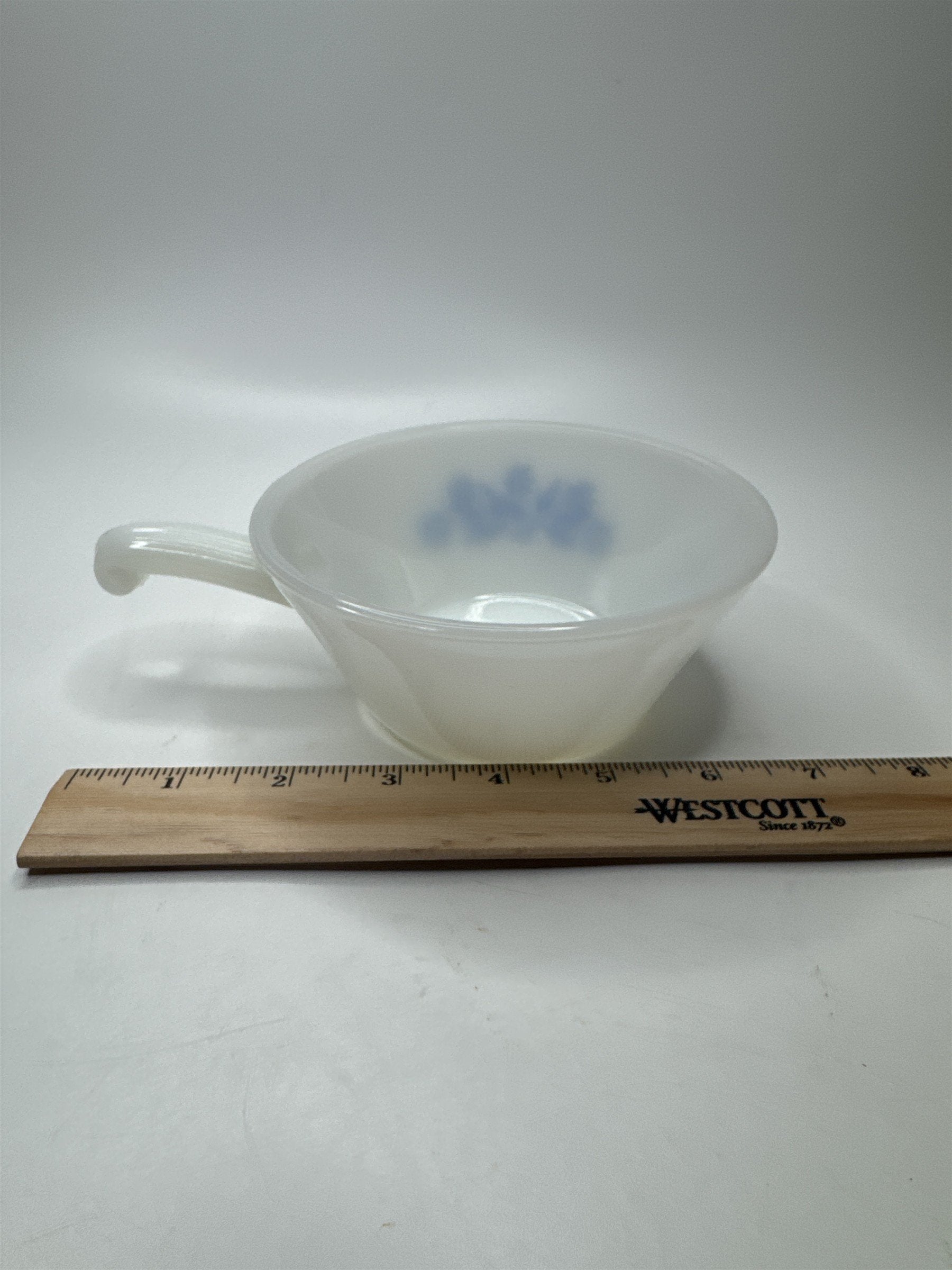 Vintage FireKing Blue Cornflower Handled Bowl Anchor Hocking Oven Safe