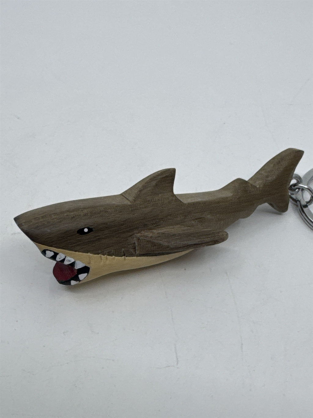 Shark Wood Carved Keychain Fierce/Scary Ocean Shark