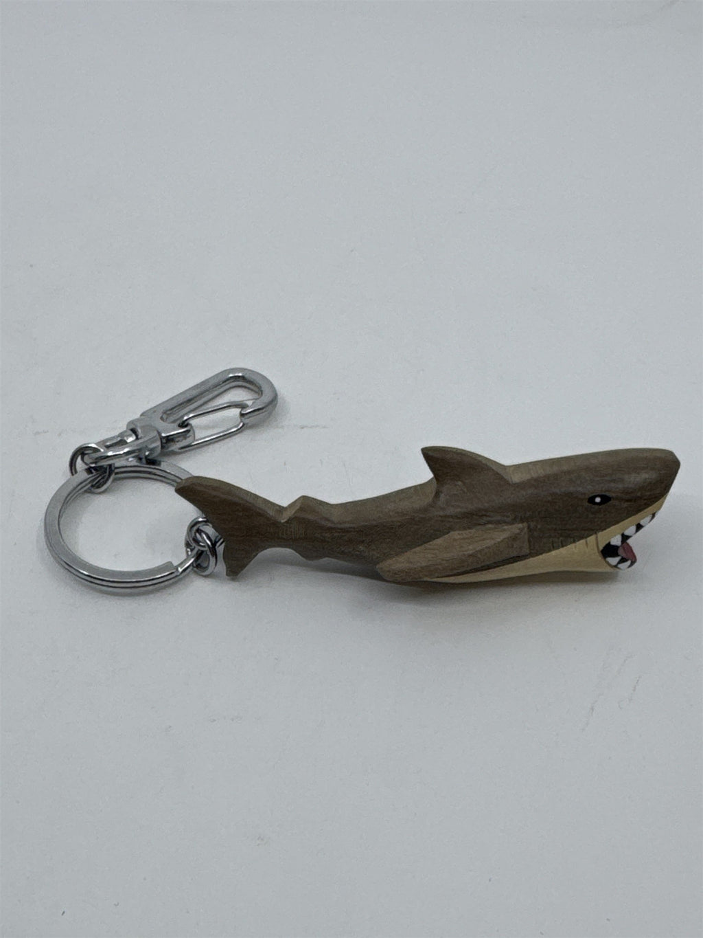 Shark Wood Carved Keychain Fierce/Scary Ocean Shark