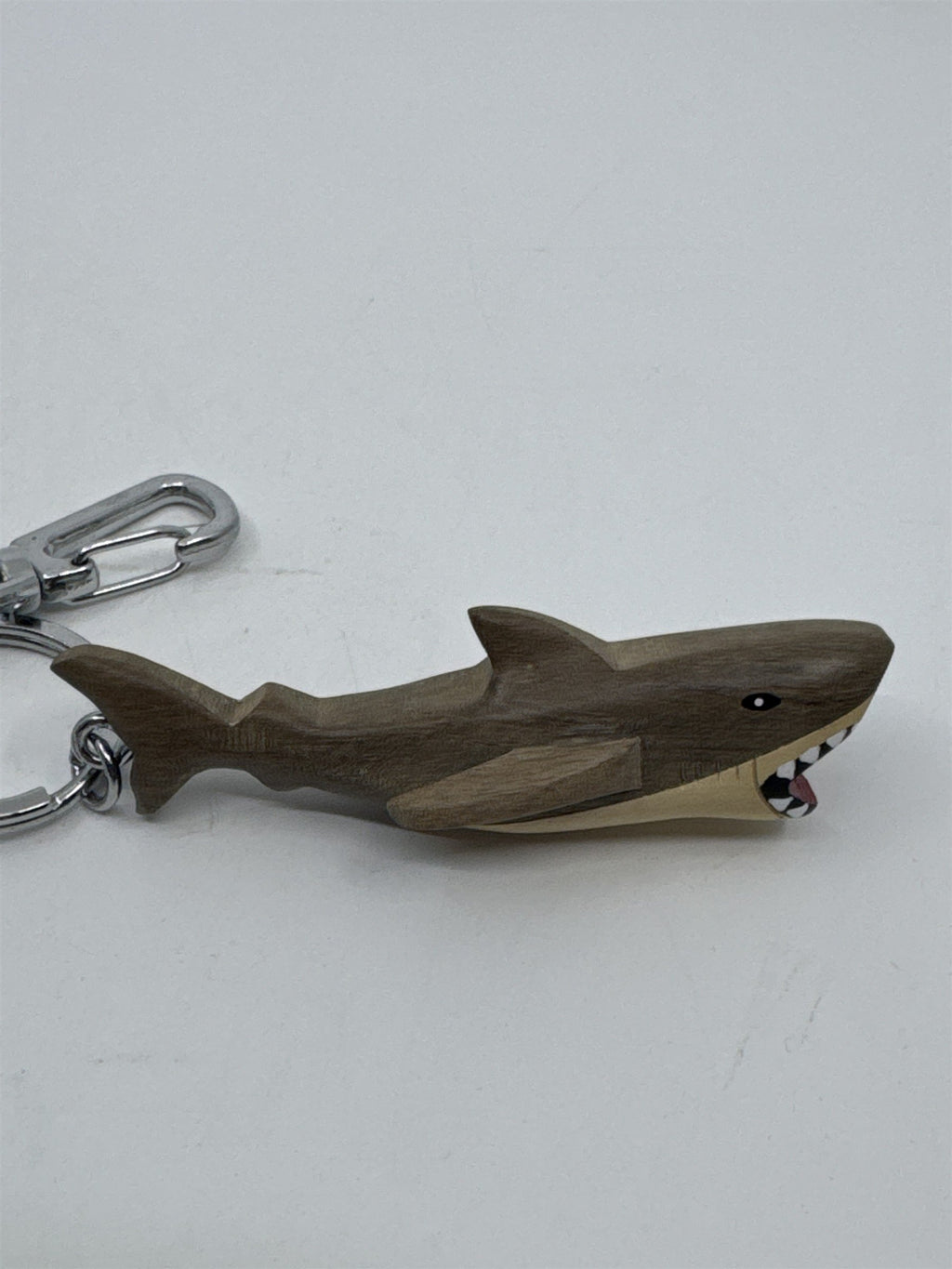 Shark Wood Carved Keychain Fierce/Scary Ocean Shark