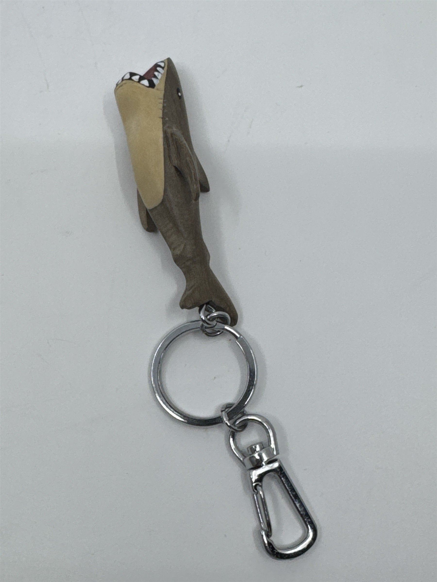 Shark Wood Carved Keychain Fierce/Scary Ocean Shark