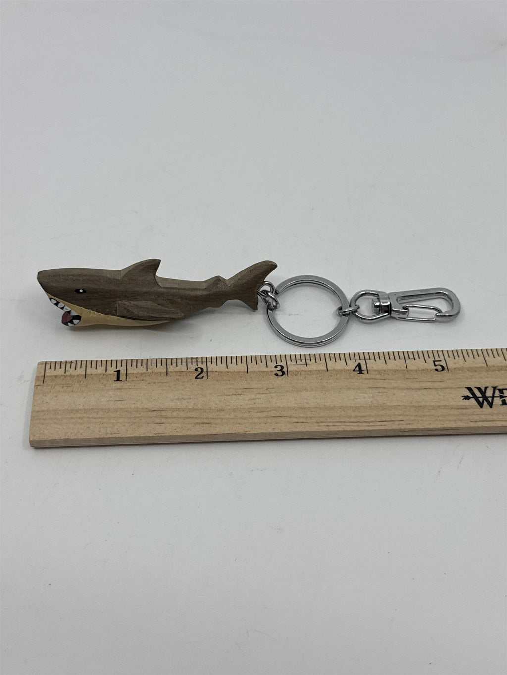 Shark Wood Carved Keychain Fierce/Scary Ocean Shark