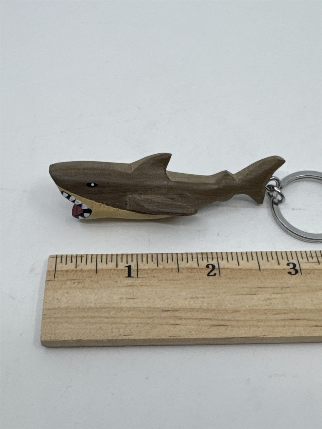Shark Wood Carved Keychain Fierce/Scary Ocean Shark