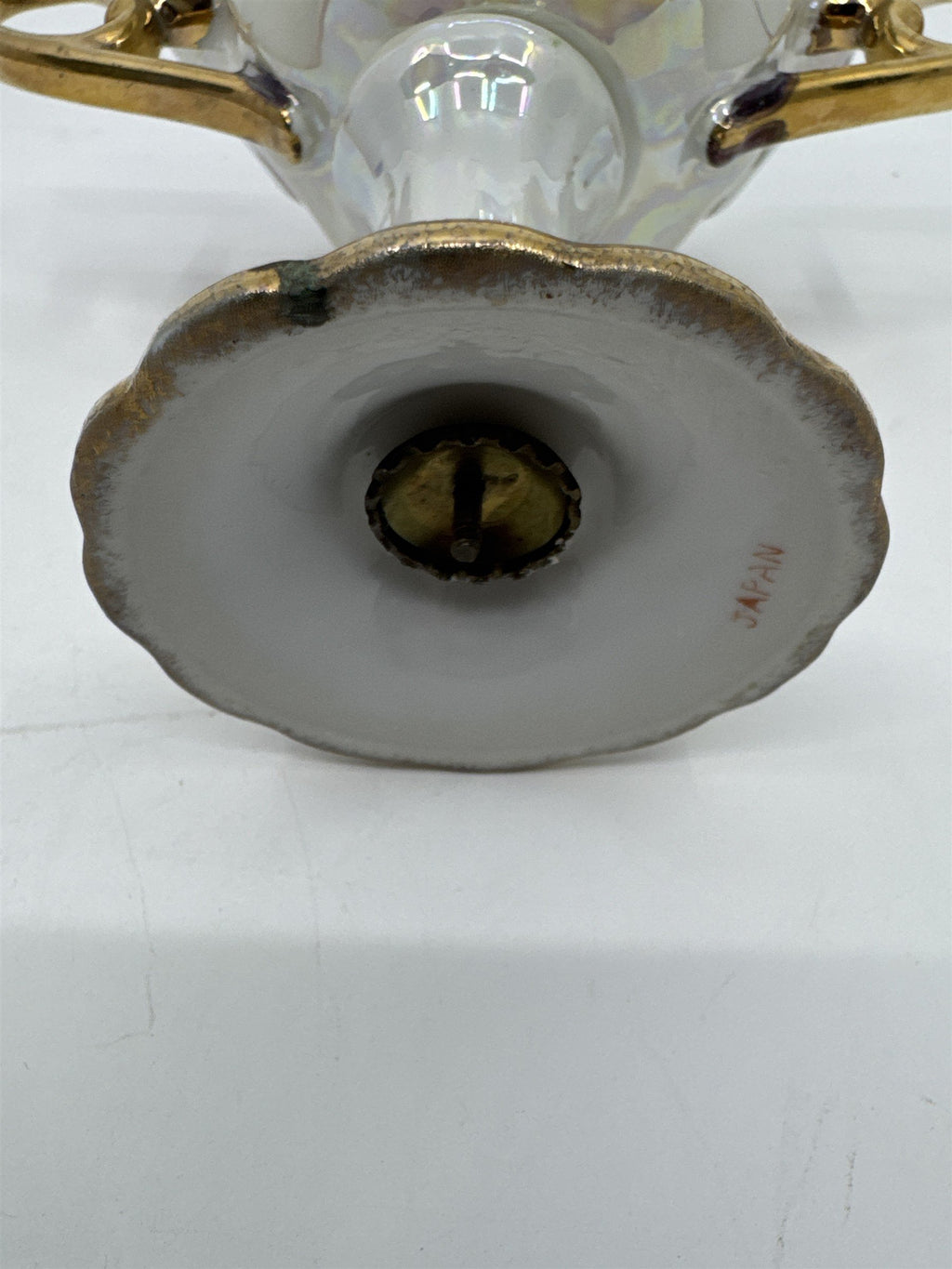 Vintage Japanese Double Handle Pedestal Floral Cup W/ Gold Trim Compote Cup