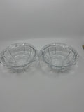 Set of Two Vintage KIG Indonesia Glass Serving Bowls Beaded Round Clear Glass