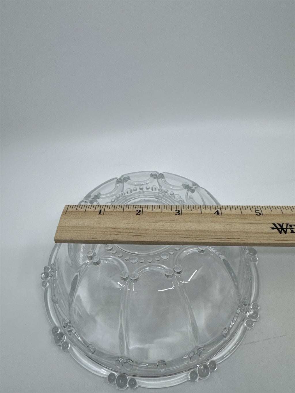Set of Two Vintage KIG Indonesia Glass Serving Bowls Beaded Round Clear Glass