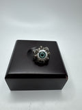 Vintage Blue Eyeball Ring Silver Tone Metal Statement Jewelry Creepy Fun Sz 8.5