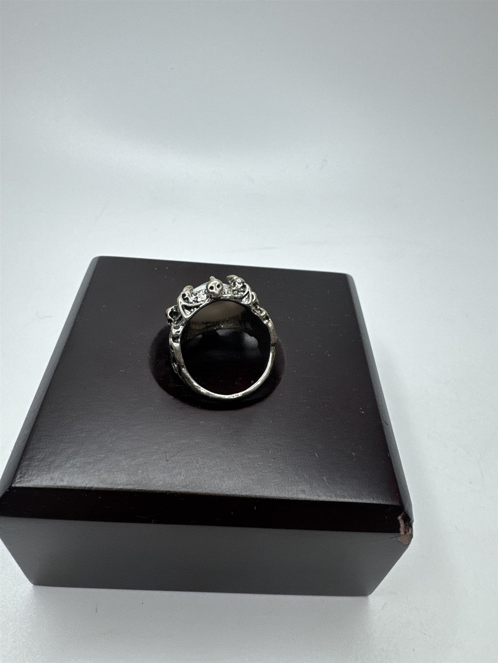 Vintage Blue Eyeball Ring Silver Tone Metal Statement Jewelry Creepy Fun Sz 8.5