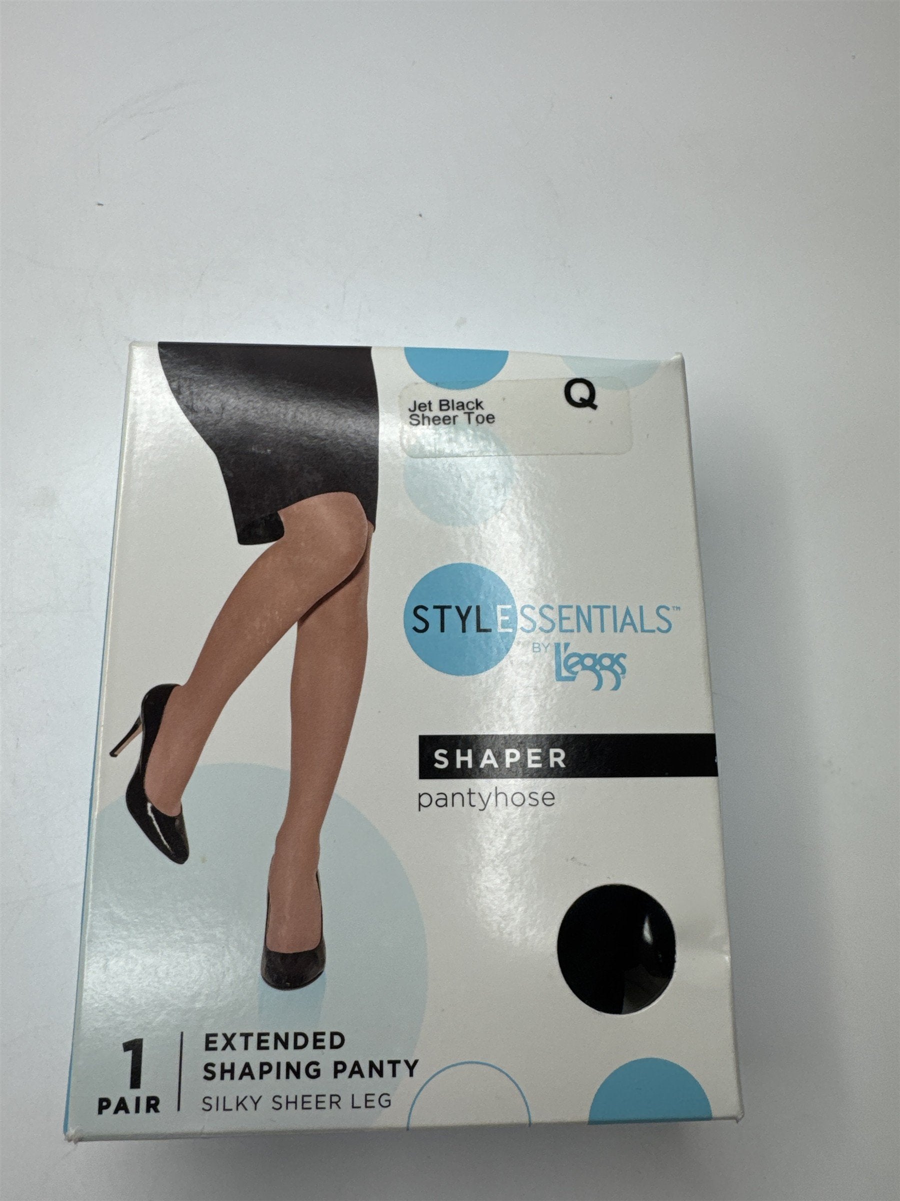 L'eggs Style Essentials 1 Pair Shaper Pantyhose Extended Shaping Size Q Black