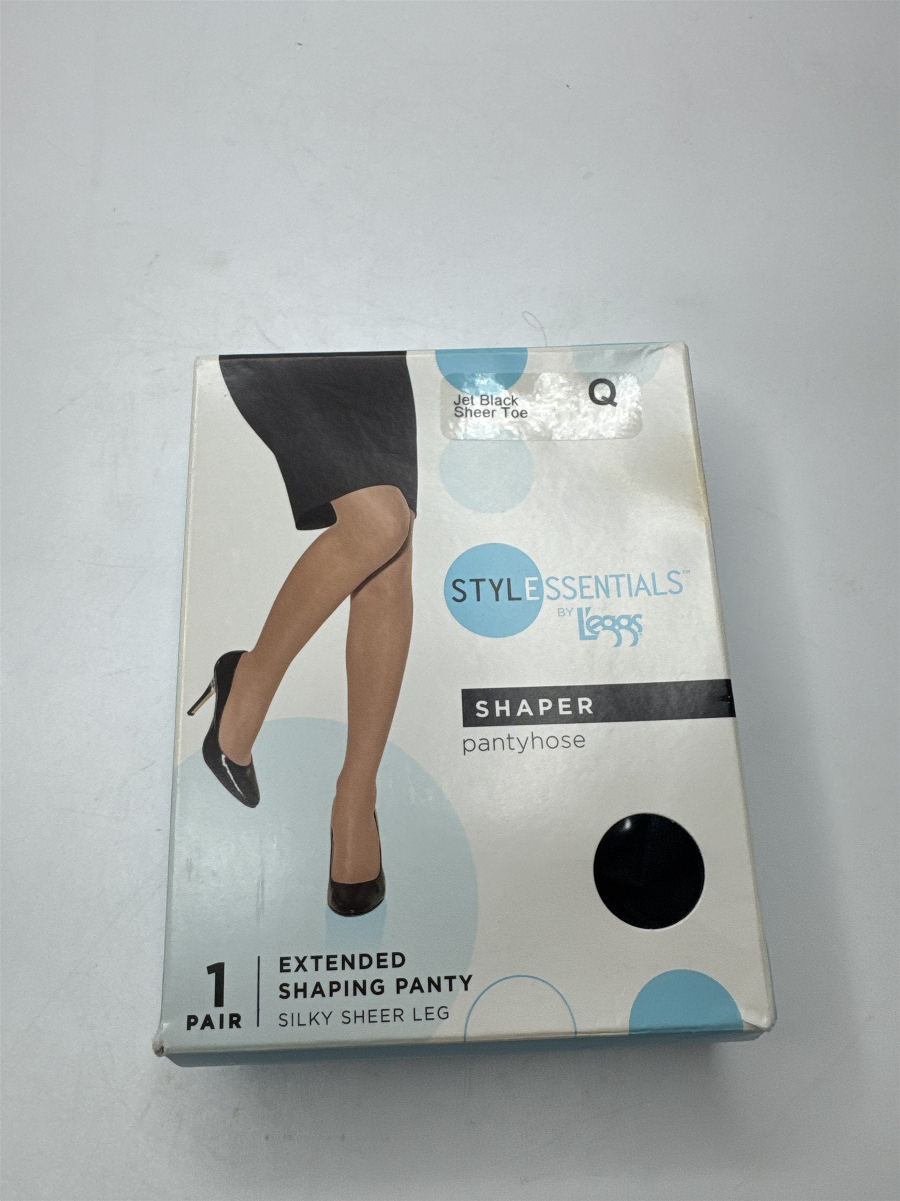 L'eggs Style Essentials 1 Pair Shaper Pantyhose Extended Shaping Size Q Black